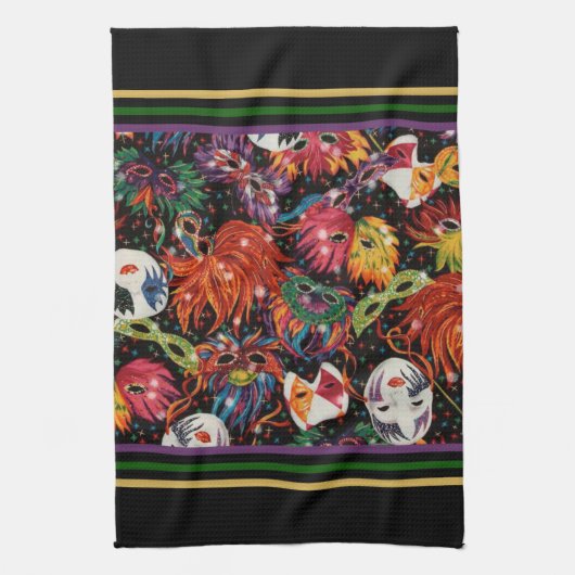 謝肉祭のマスク2 キッチンタオル (縦)