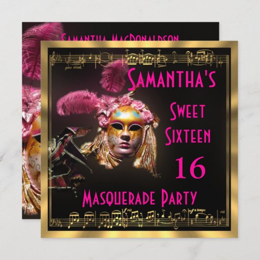 謝肉祭の仮装舞踏会16のパーティー 招待状 (正面/裏面)