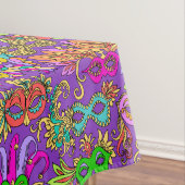 謝肉祭の仮面舞踏会は明るい紫色の緑を覆います テーブルクロス (インサイチュ)