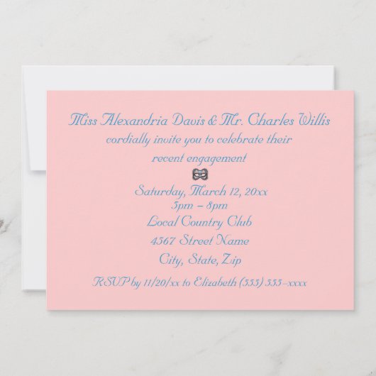 "謝肉祭の婚約パーティ"の青いですかピンクのマスク[1] 招待状 (裏面)