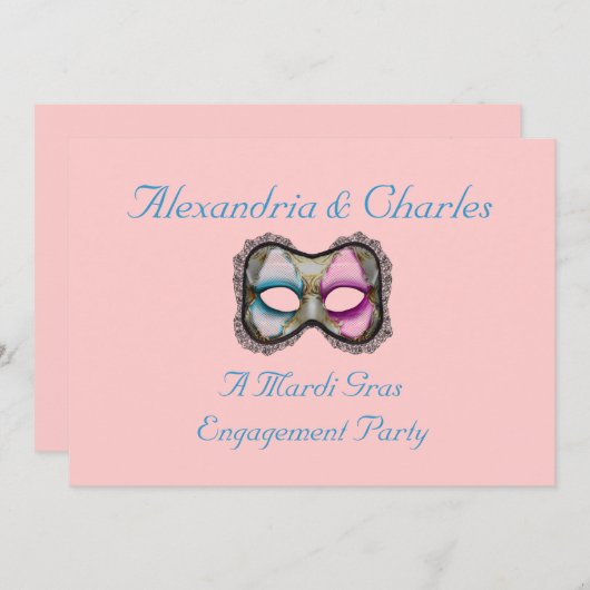 "謝肉祭の婚約パーティ"の青いですかピンクのマスク[1] 招待状 (正面/裏面)