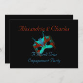 "謝肉祭の婚約パーティ" -ターコイズかオレンジ 招待状 (正面/裏面)