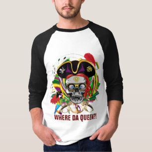 謝肉祭の服装の海賊前部女王の背部 Tシャツ