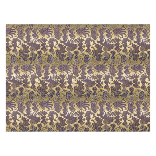 謝肉祭の紫色の仮面舞踏会はフェイクな金ゴールドを覆います テーブルクロス (正面(横))