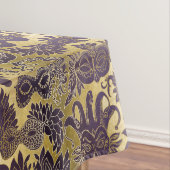 謝肉祭の紫色の仮面舞踏会はフェイクな金ゴールドを覆います テーブルクロス (インサイチュ)