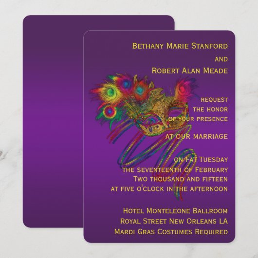 謝肉祭の結婚式 招待状 (正面/裏面)