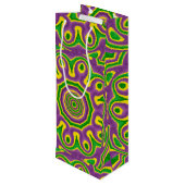 謝肉祭緑の黄色い紫色パターン曼荼羅 ワインギフトバッグ (裏面アングル)