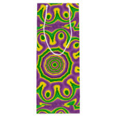 謝肉祭緑の黄色い紫色パターン曼荼羅 ワインギフトバッグ (裏面)