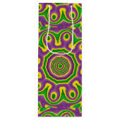 謝肉祭緑の黄色い紫色パターン曼荼羅 ワインギフトバッグ (正面)