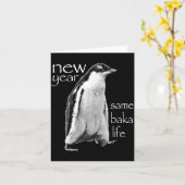 謹賀新年 同じバカライフ ペンギンジョーク カード (黄色い花)