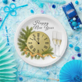 謹賀新年 時計  ペーパープレート (パーティー)