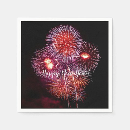 謹賀新年 花火 パーティー 慶祝 スタンダードカクテルナプキン (正面)