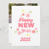 謹賀新年 2025年  ピンクのポストカードより シーズンカード (正面/裏面)