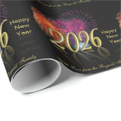 謹賀新年 2026 ゴールド花火 ラッピングペーパー (ロールコーナー)
