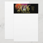 謹賀新年 2026 ゴールド花火 便箋 (正面/裏面)