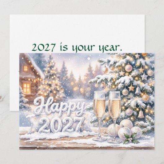 謹賀新年 2027 慶祝 カード (正面/裏面)