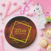 謹賀新年 20xx 幾何学 ゴールド 9" ペーパープレート (パーティー)