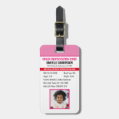 識別エマージェンシーアレルギーの写真の子ID ラゲッジタグ (正面縦)