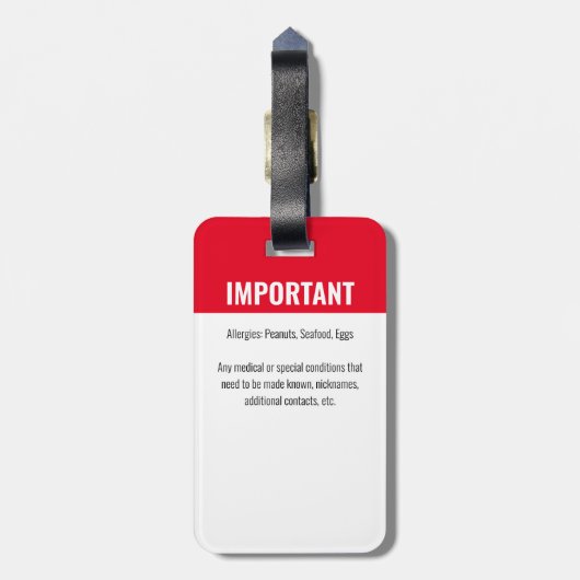 識別エマージェンシーアレルギーの写真の子ID ラゲッジタグ (裏面縦)