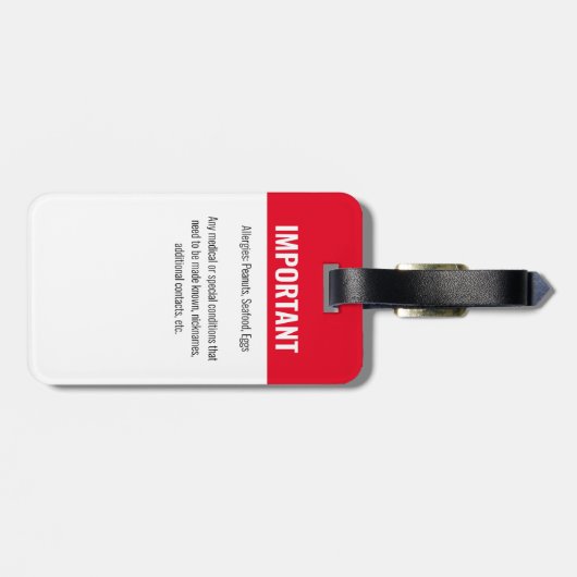 識別エマージェンシーアレルギーの写真の子ID ラゲッジタグ (裏面横)