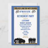 警おもしろい察の青と白の退職 招待状 (正面)