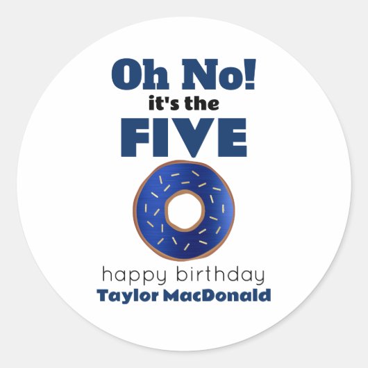 警おもしろい察ドーナツ50誕生日 ラウンドシール (正面)