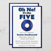 警おもしろい察ドーナツ50誕生日 招待状 (正面/裏面)