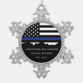 警カスタム務士官警察学校の卒業 スノーフレークピューターオーナメント (正面)