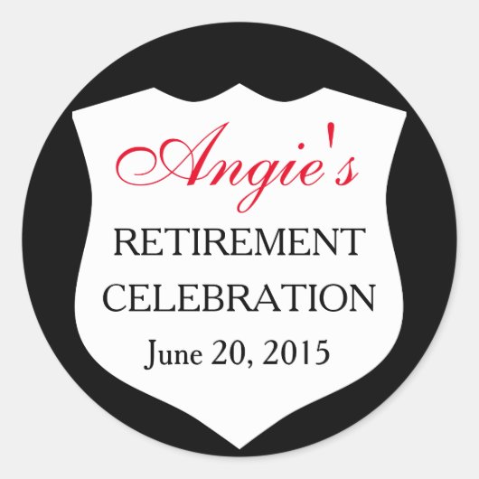 警カスタム察バッジ黒赤退職 ラウンドシール (正面)