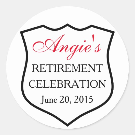 警カスタム察バッジ黒赤退職 ラウンドシール (正面)