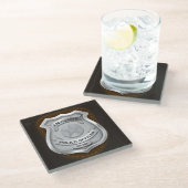 警パーソナライズされた務官の保安官警官の名前バッジ ガラスコースター (アングル)