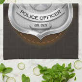 警パーソナライズされた務官の保安官警官の名前バッジ キッチンタオル (折り畳み)