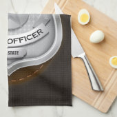 警パーソナライズされた務官の保安官警官の名前バッジ キッチンタオル (四つ折り)