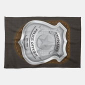 警パーソナライズされた務官の保安官警官の名前バッジ キッチンタオル (横)