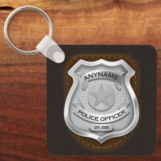 警パーソナライズされた務官の保安官警官の名前バッジ キーホルダー (正面)