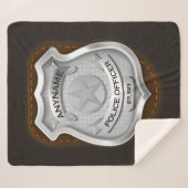 警パーソナライズされた務官の保安官警官の名前バッジ シェルパブランケット (正面(横))