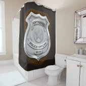 警パーソナライズされた務官の保安官警官の名前バッジ シャワーカーテン (インサイチュ)