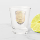 警パーソナライズされた務官の保安官警官の名前バッジ ショットグラス (裏面)