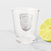 警パーソナライズされた務官の保安官警官の名前バッジ ショットグラス (裏面)