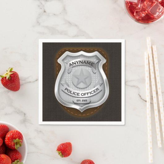 警パーソナライズされた務官の保安官警官の名前バッジ スタンダードカクテルナプキン (インサイチュ)