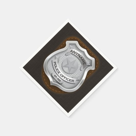 警パーソナライズされた務官の保安官警官の名前バッジ スタンダードカクテルナプキン (角)