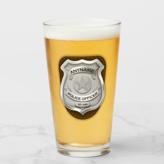 警パーソナライズされた務官の保安官警官の名前バッジ タンブラーグラス (ドリンク正面)
