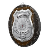 警パーソナライズされた務官の保安官警官の名前バッジ ダーツボード (正面右)