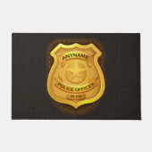 警パーソナライズされた務官の保安官警官の名前バッジ ドアマット (正面)