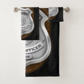 警パーソナライズされた務官の保安官警官の名前バッジ バスタオルセット (インサイチュ)