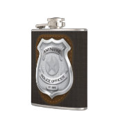 警パーソナライズされた務官の保安官警官の名前バッジ フラスク (左)