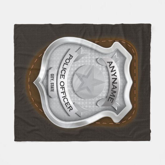 警パーソナライズされた務官の保安官警官の名前バッジ フリースブランケット (正面(横))