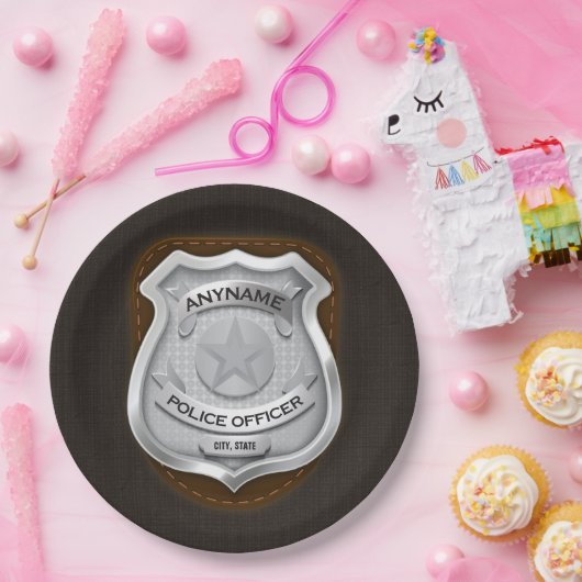 警パーソナライズされた務官の保安官警官の名前バッジ ペーパープレート (パーティー)