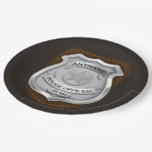 警パーソナライズされた務官の保安官警官の名前バッジ ペーパープレート (アングル)