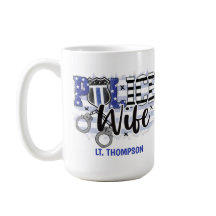 警パーソナライズされた察の妻バッジ国旗のブルーライン